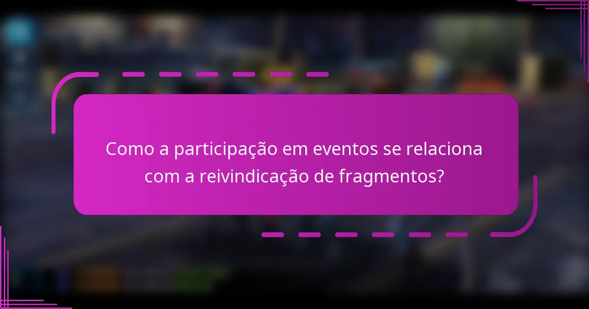 Como a participação em eventos se relaciona com a reivindicação de fragmentos?
