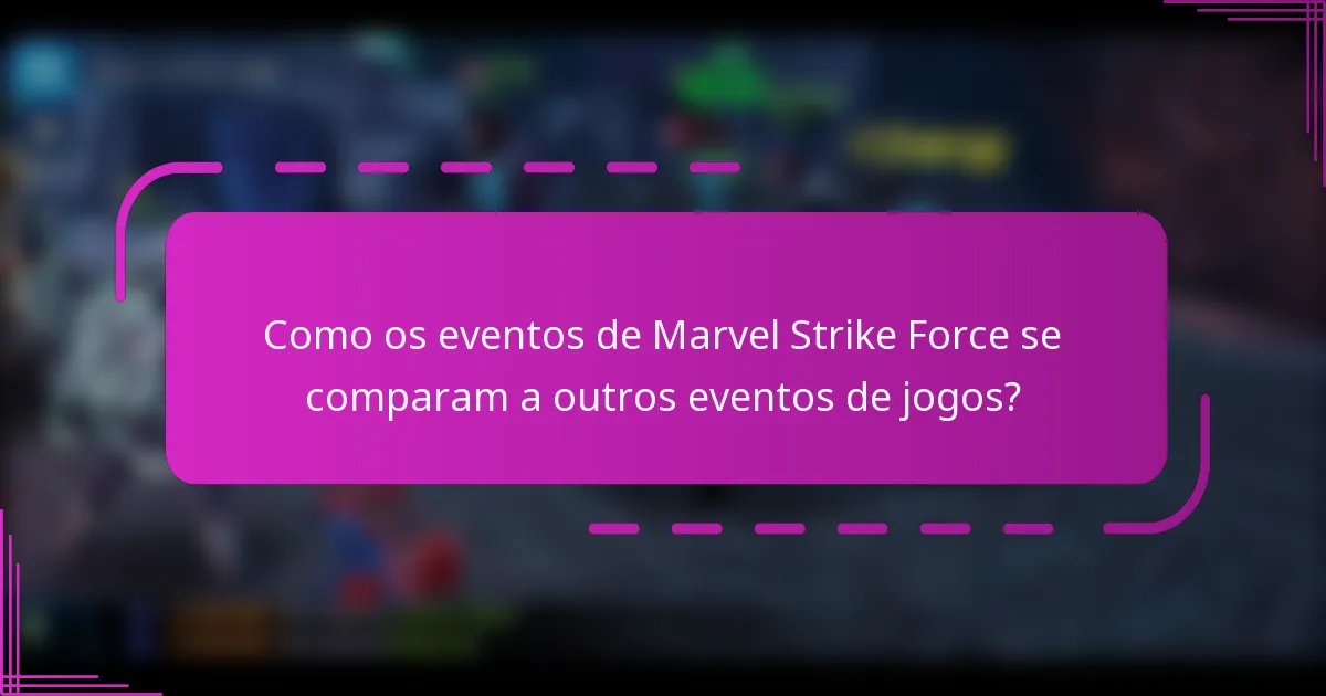 Como os eventos de Marvel Strike Force se comparam a outros eventos de jogos?