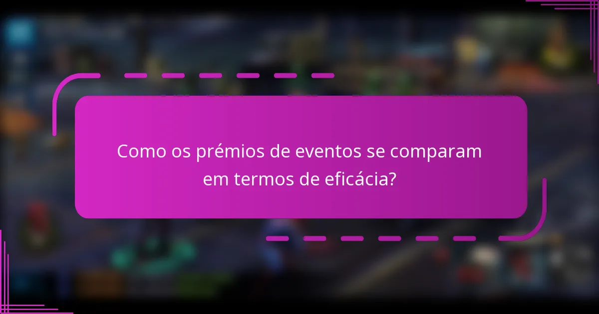 Como os prémios de eventos se comparam em termos de eficácia?