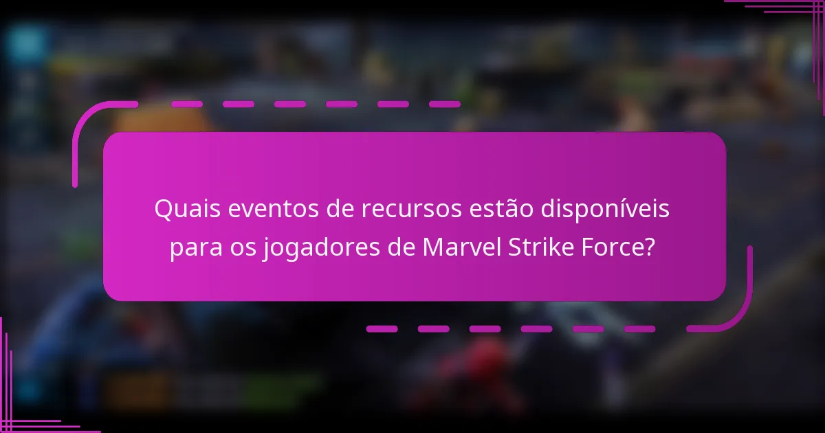 Quais eventos de recursos estão disponíveis para os jogadores de Marvel Strike Force?
